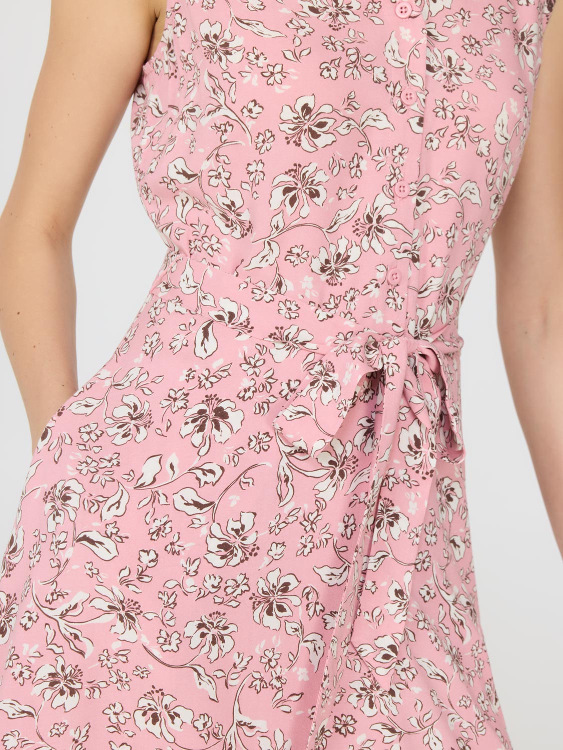 Robe midi sans manches à imprimé floral