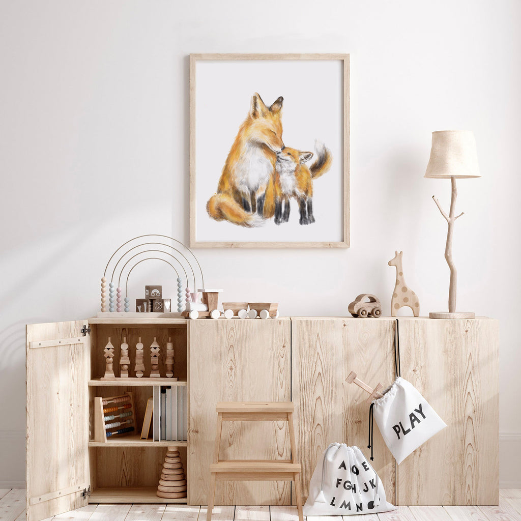 Illustration d'une maman renarde et son petit