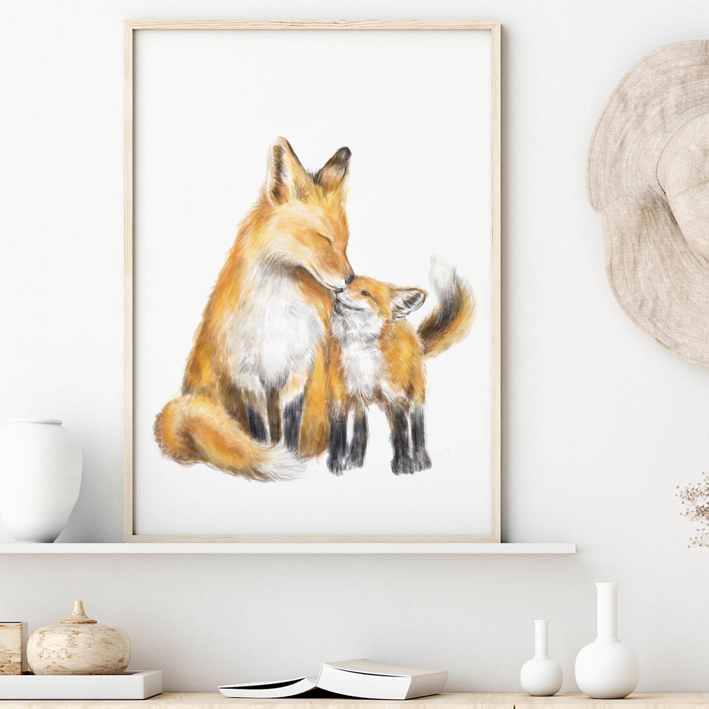 Illustration d'une maman renarde et son petit