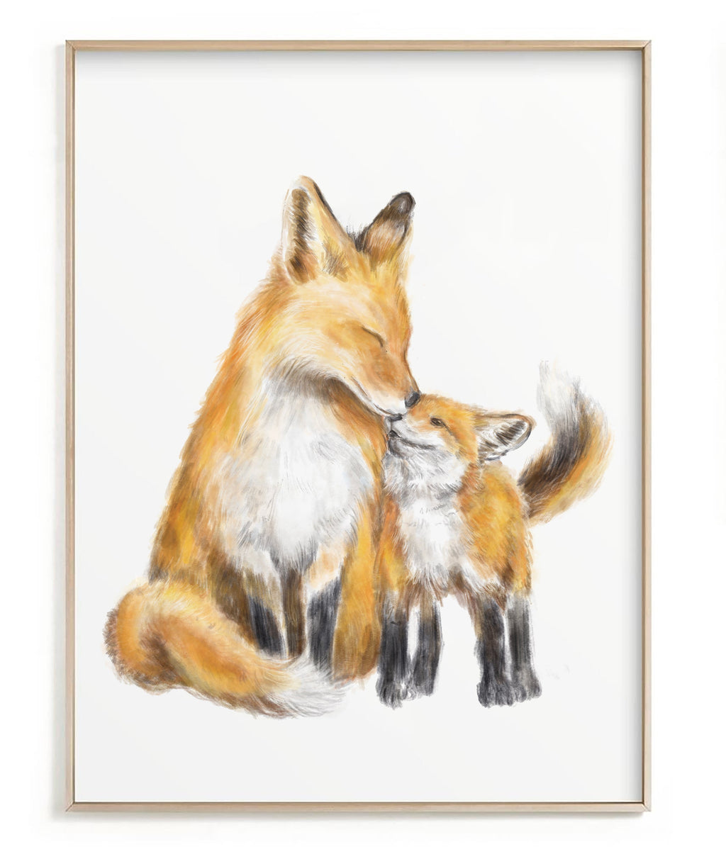 Illustration d'une maman renarde et son petit