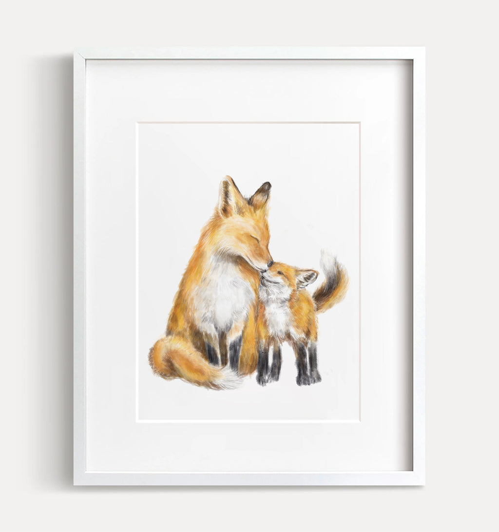 Illustration d'une maman renarde et son petit