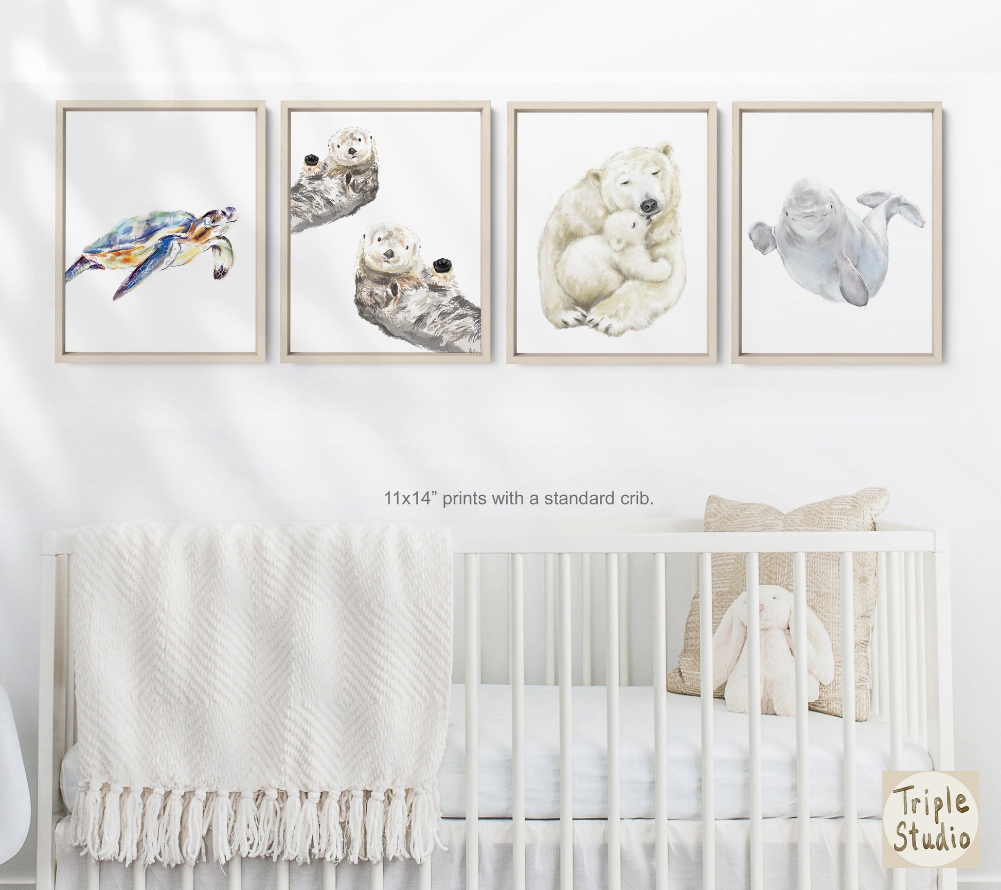 Estampe aquarelle Bébé Béluga