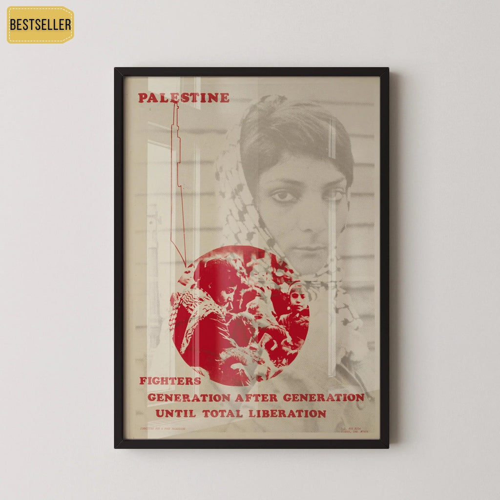 Affiche Palestine libre - Leila Khaled (Article de collecte de fonds) | Estampe d'art sur la libération disponible encadrée ou non