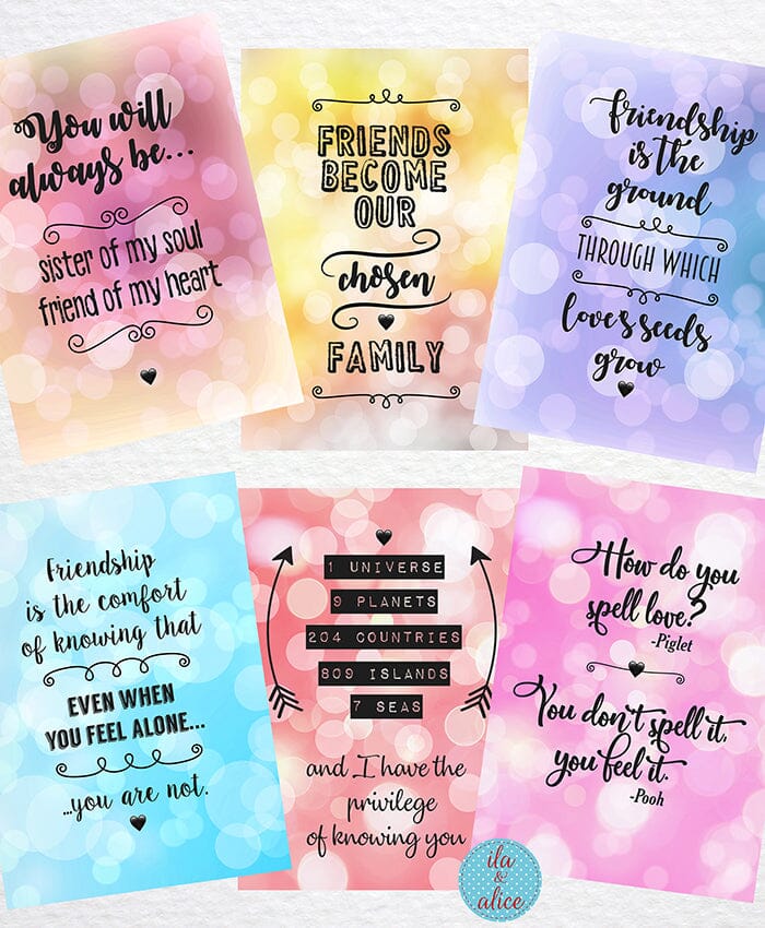 Friendship Postcards with Loving Quotes