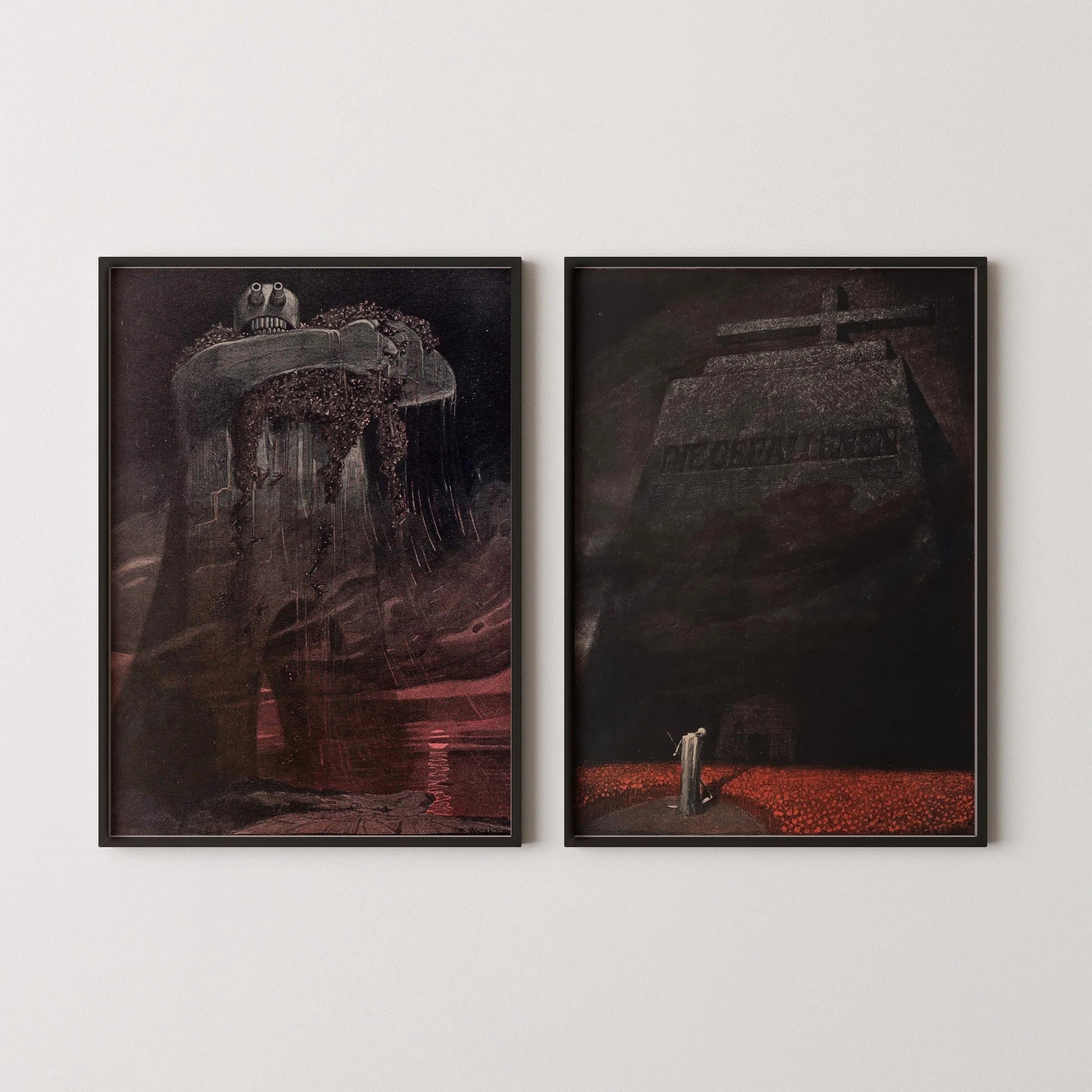Fritz Gareis World War 1 Expressionist Art Print Set: Dark Symbolist Fine Art