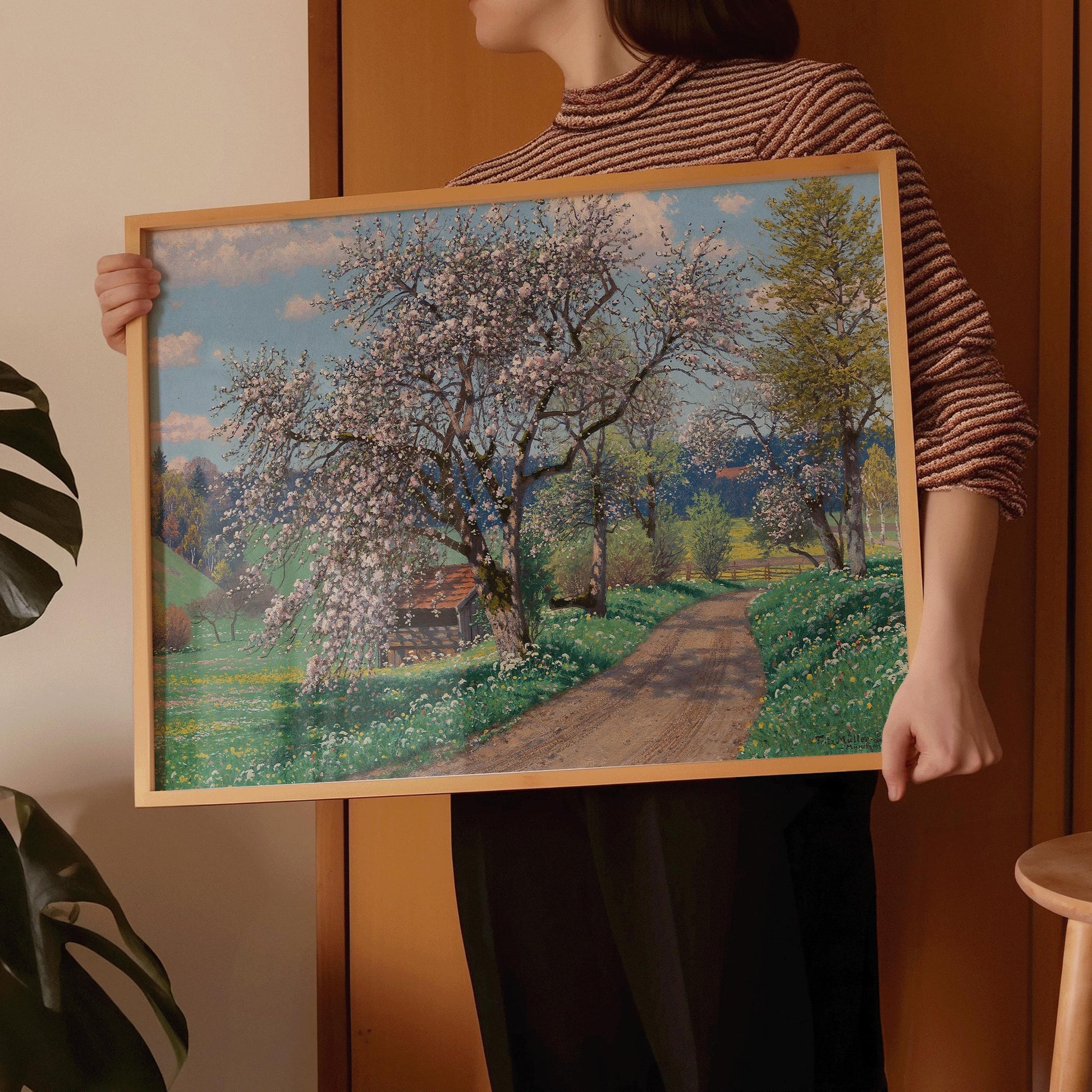Estampe de Fritz Müller-Landeck : Journée de printemps – Art de la campagne allemande