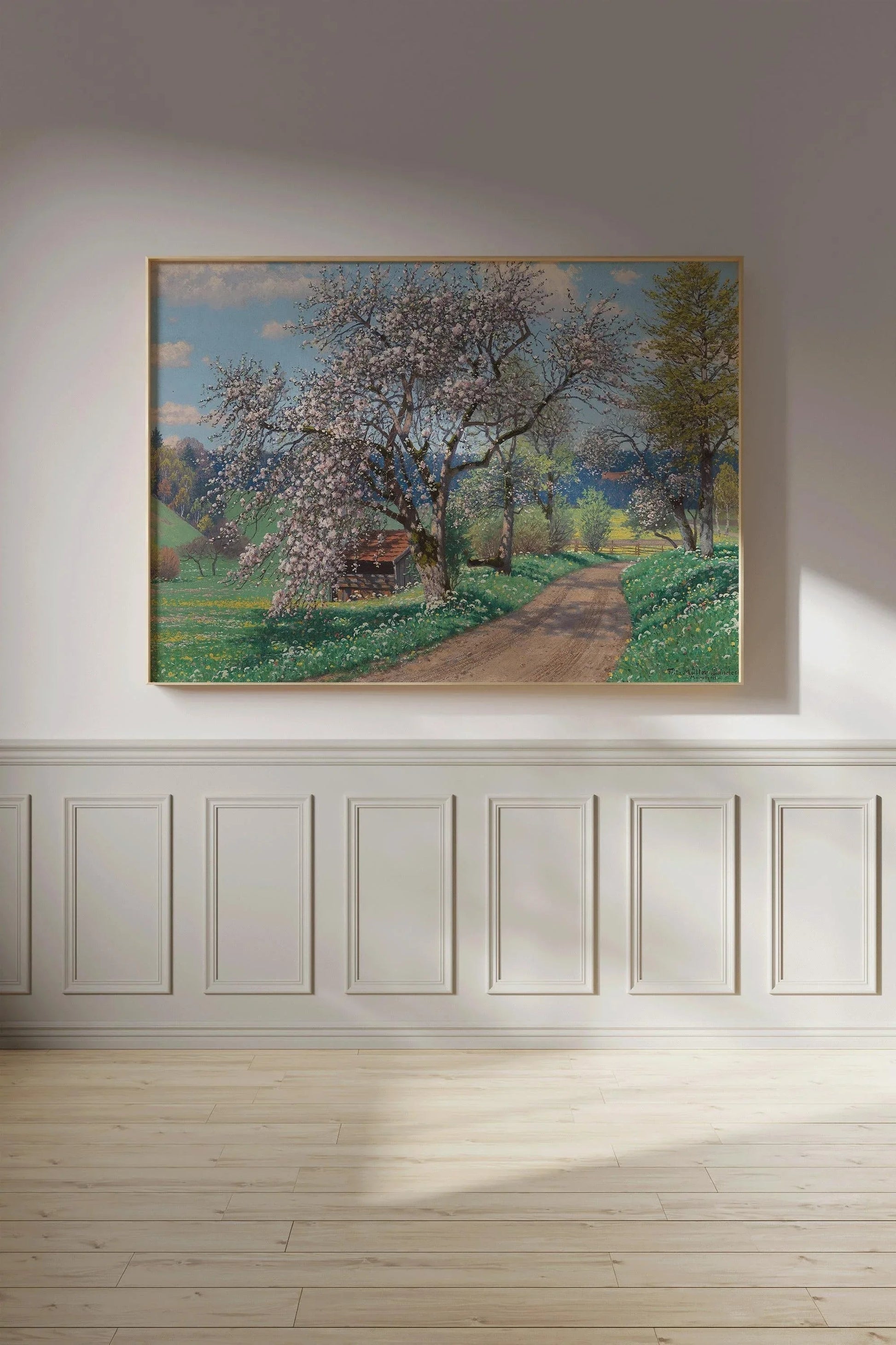 Estampe de Fritz Müller-Landeck : Journée de printemps – Art de la campagne allemande