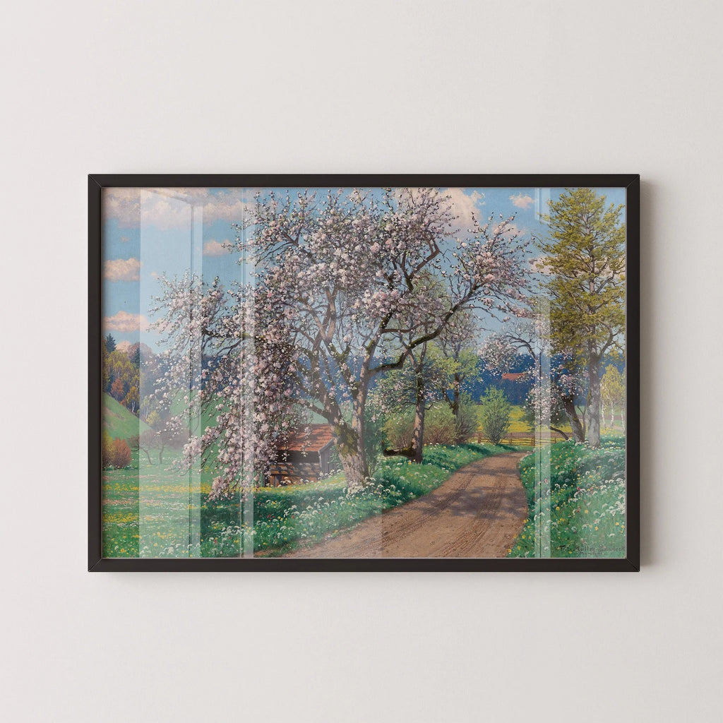 Estampe de Fritz Müller-Landeck : Journée de printemps – Art de la campagne allemande