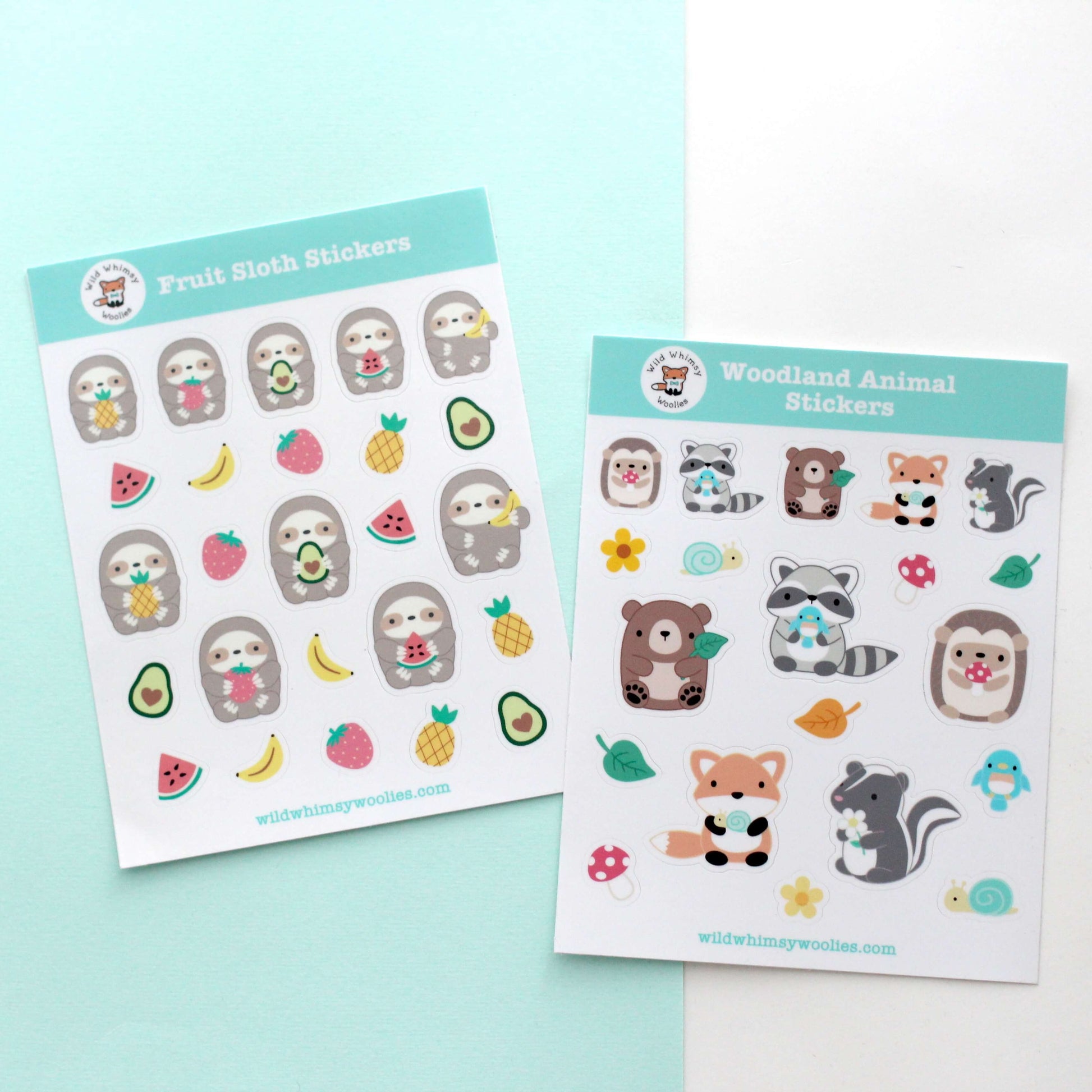 Fruit Sloth Vinyl Sticker Sheet - Pineapple, Strawberry, Avocado, Watermelon and Banana Sloth Planner Stickers