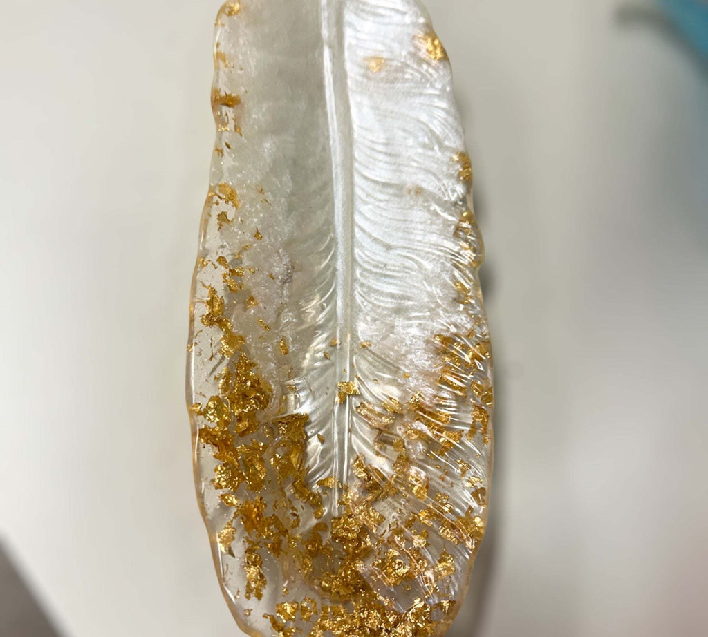 Plateau en plumes - Élégance à plumes - Plateaux en forme de plumes fabriqués à la main