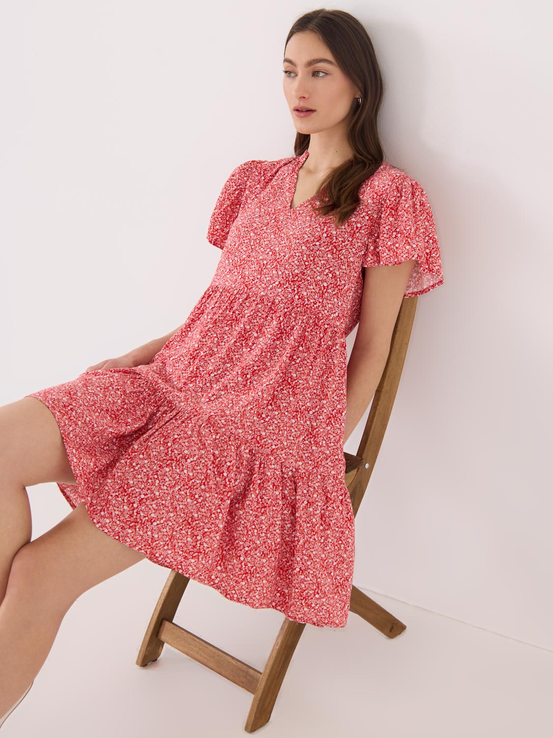 Mini-robe imprimée à manches flottantes
