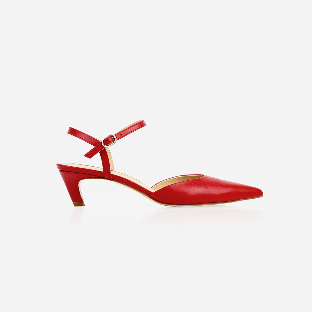 The Claire Kitten Heel Racing Red
