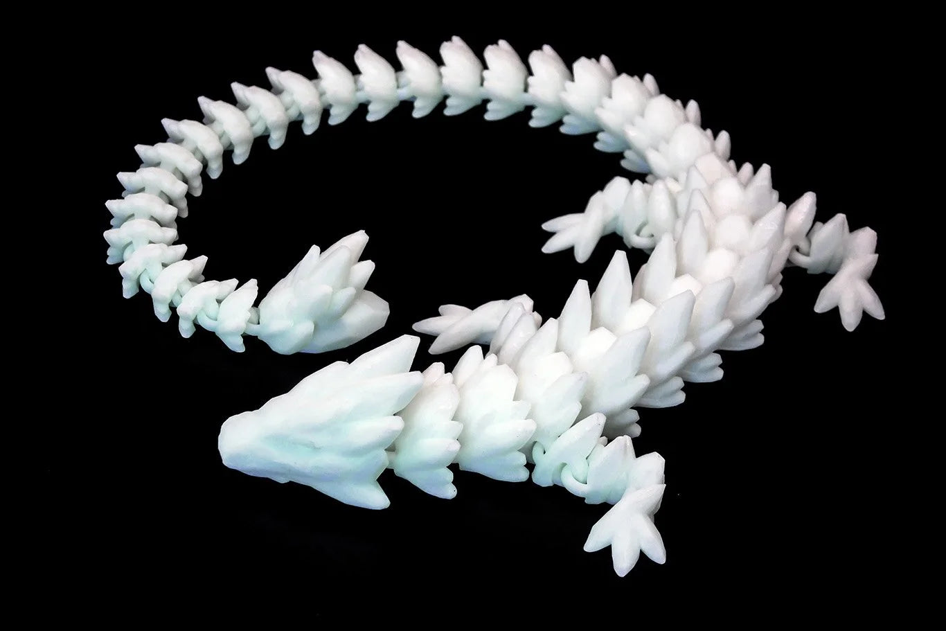 Glow In The Dark Green Gemstone Dragon, 3D Printed Dragon, Dragon Fidget, Dragon Toy, Glow In The Dark Dragon,  Glow In The Dark Fidgets, Articulated Dragon, Gemstone Dragon