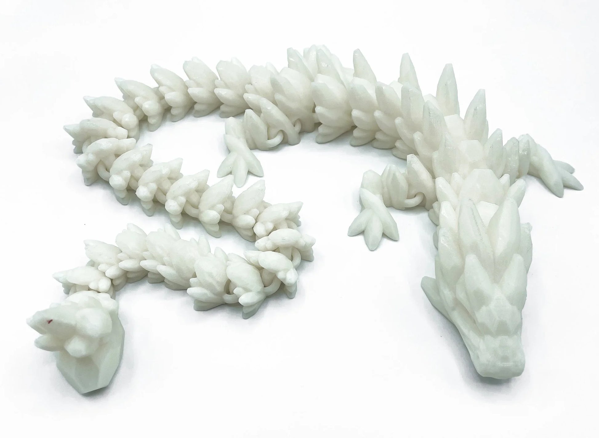 Glow In The Dark Green Gemstone Dragon, 3D Printed Dragon, Dragon Fidget, Dragon Toy, Glow In The Dark Dragon,  Glow In The Dark Fidgets, Articulated Dragon, Gemstone Dragon