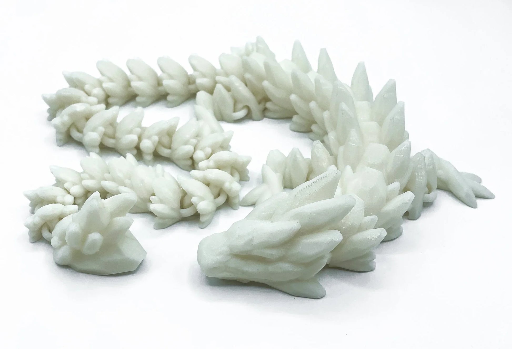 Glow In The Dark Green Gemstone Dragon, 3D Printed Dragon, Dragon Fidget, Dragon Toy, Glow In The Dark Dragon,  Glow In The Dark Fidgets, Articulated Dragon, Gemstone Dragon