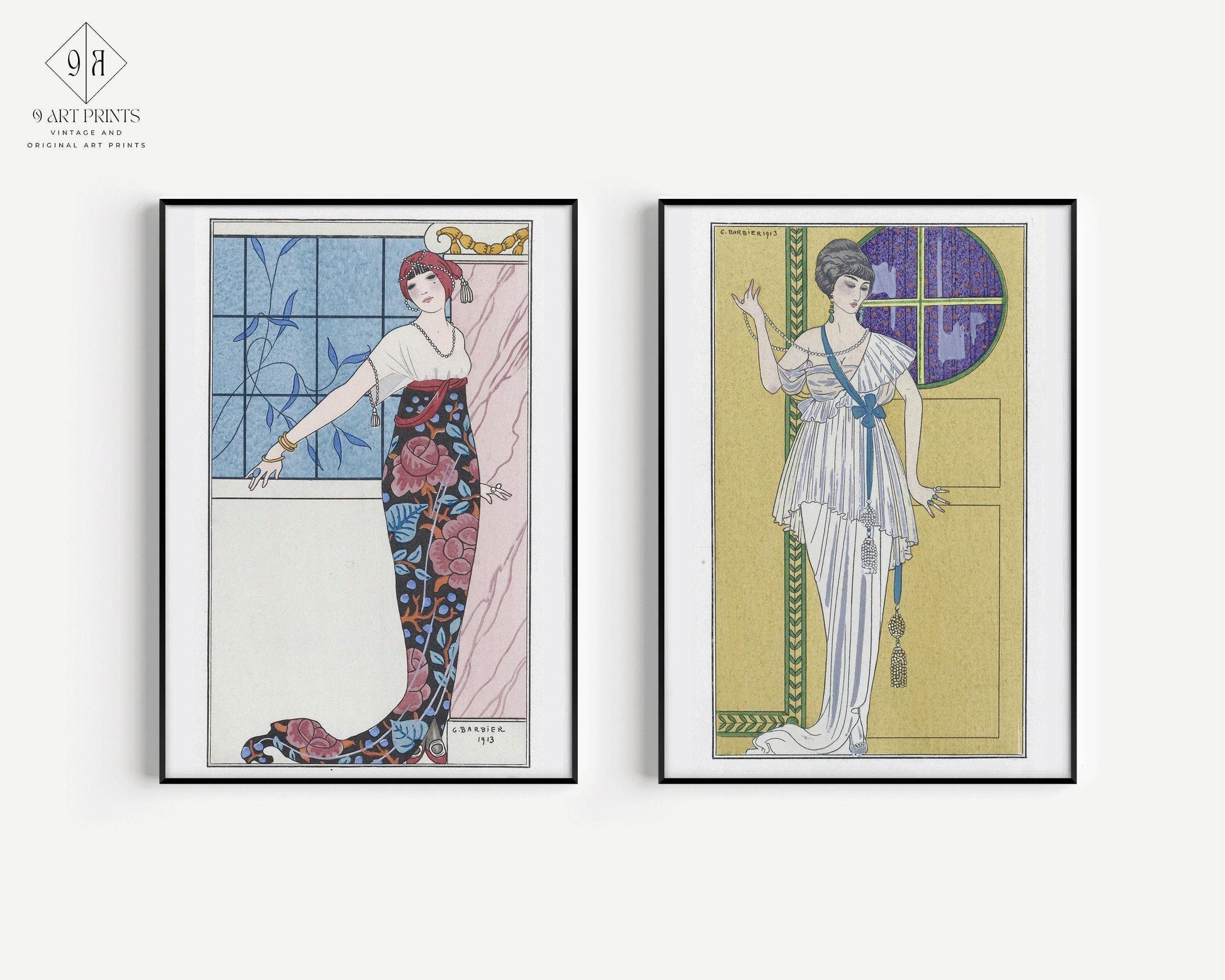 George Barbier STATEMENT DUO Robe du Soir Art Prints | | disponible encadré