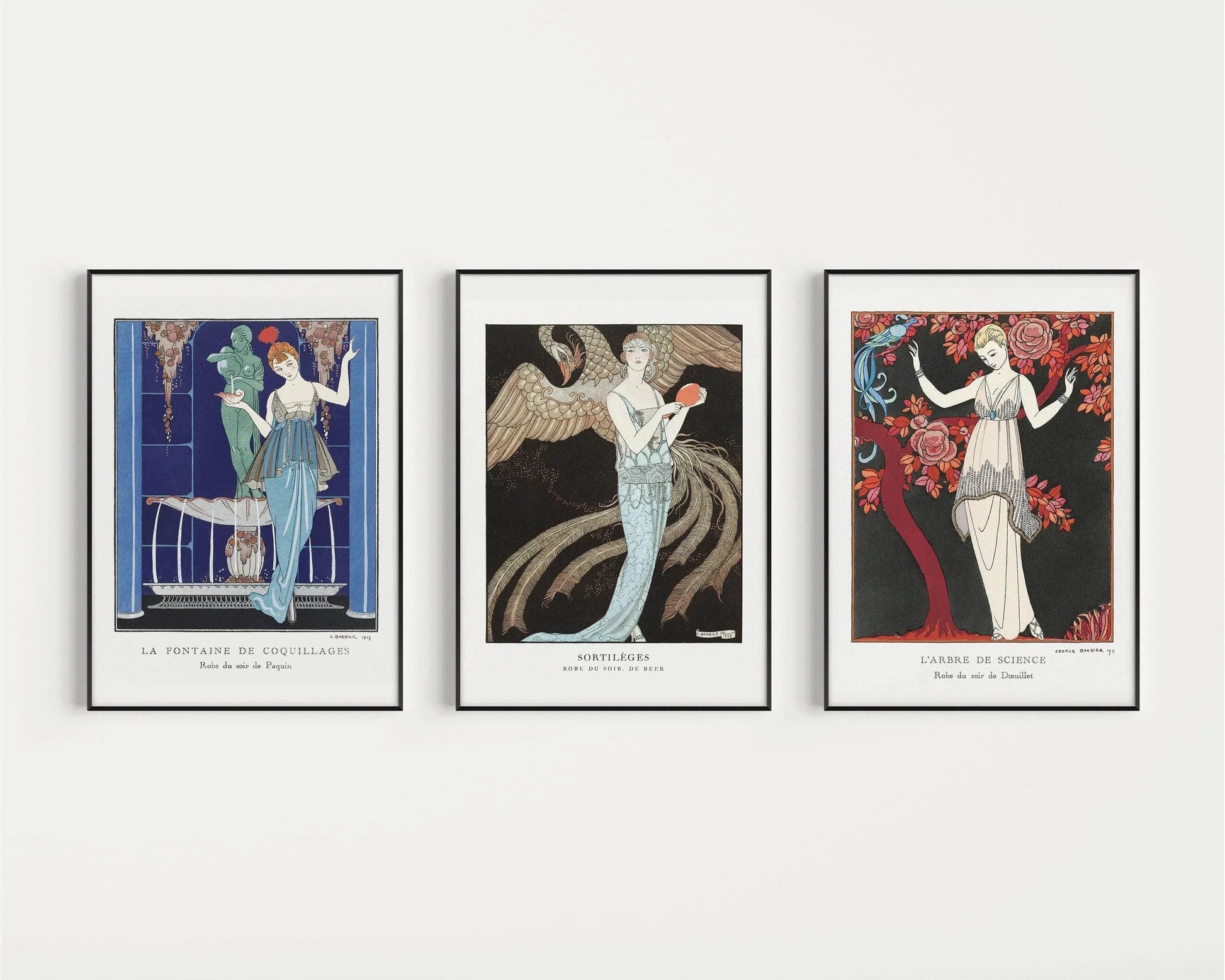 George Barbier STATEMENT TRIO | Famous Fashion Illustration Art Prints Nouveau available framed