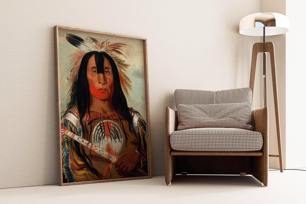 George Catlin - Blood Leader Stu-mick-o-s√∫cks | Famous Native American Aboriginal First Nations Art