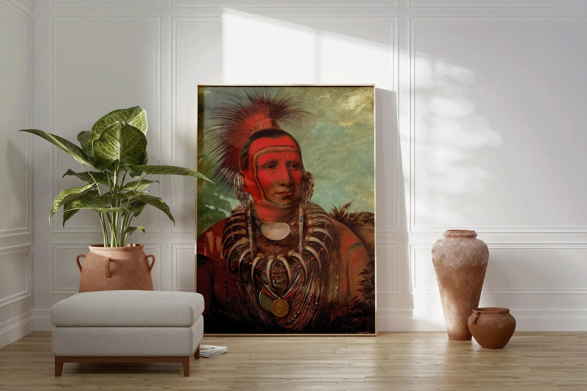 Estampe de George Catlin : Petit Loup, portrait amérindien