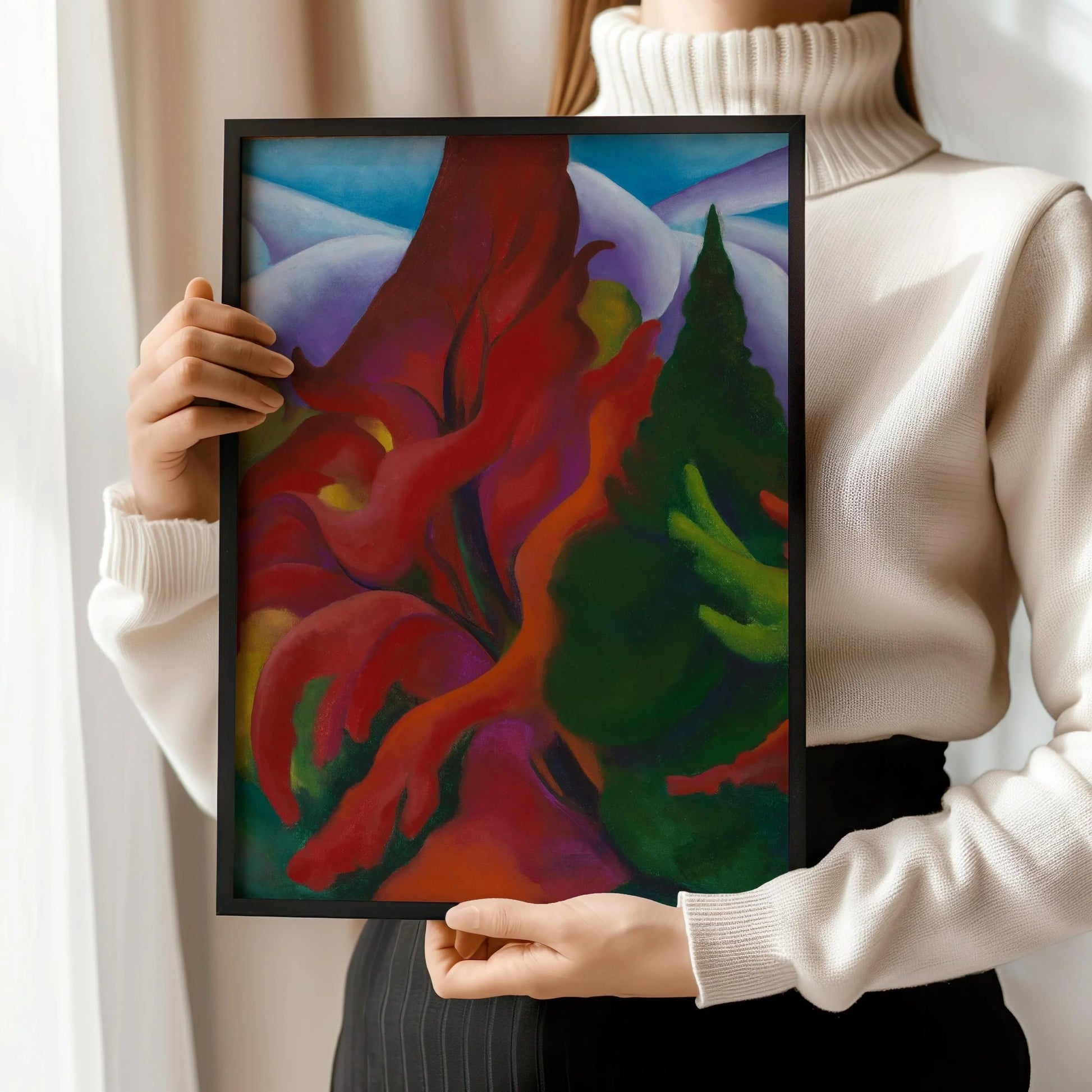 Georgia O'Keeffe : Arbres d'automne - Reproduction giclée - Encadrement à la main