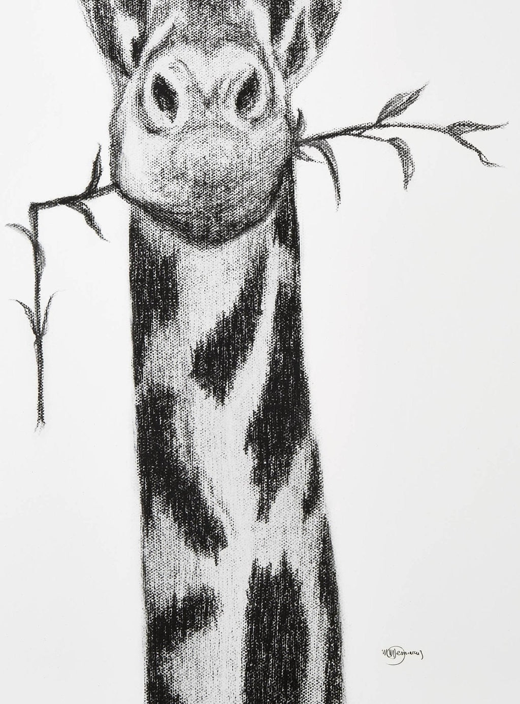 Giraffe Portrait - black and white safari art print