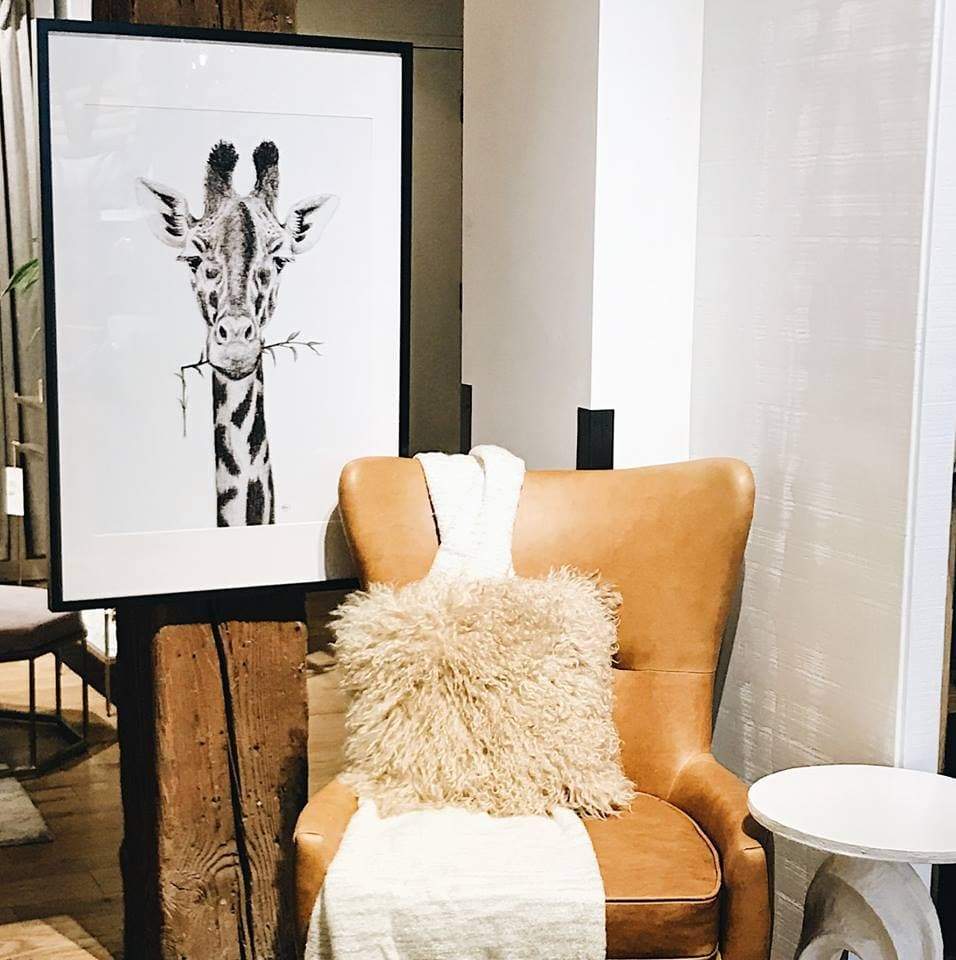 Giraffe Portrait - black and white safari art print