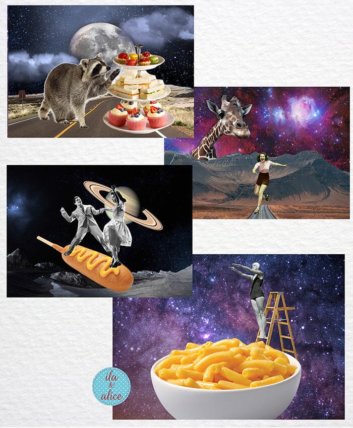 Sci-fi Collage Art Postcards