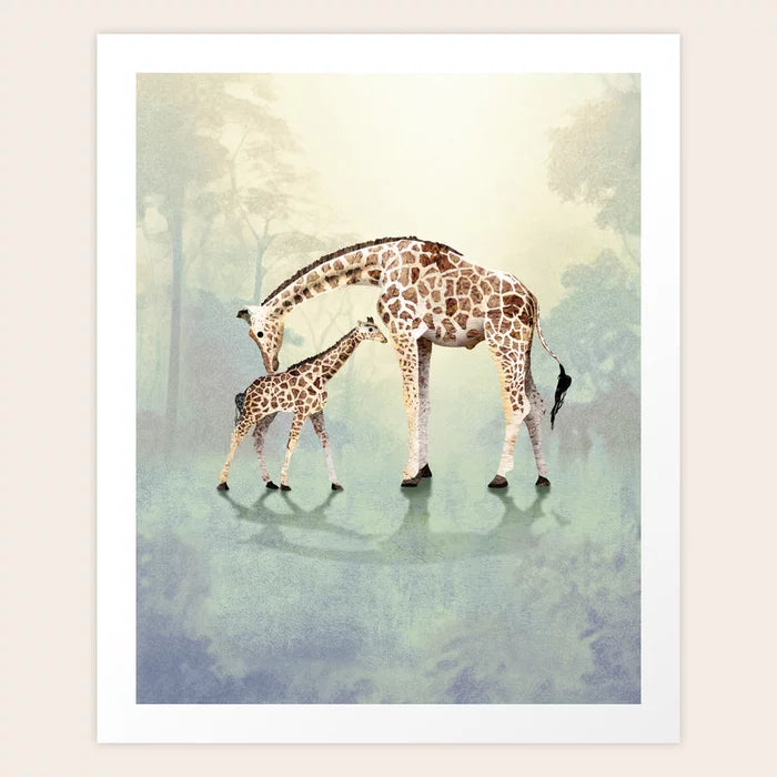 Impression d'art de Girafes dans la jungle