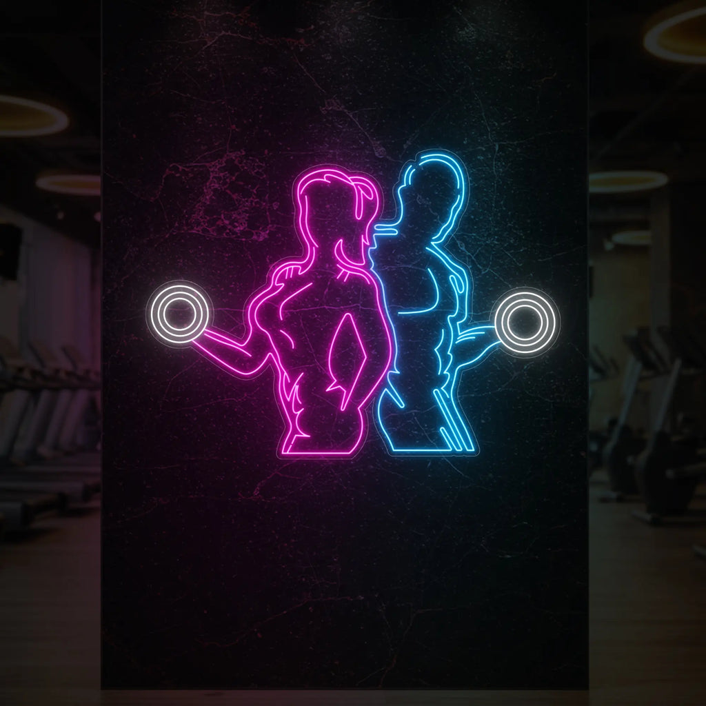 Girl & Guy Lifters Neon Sign