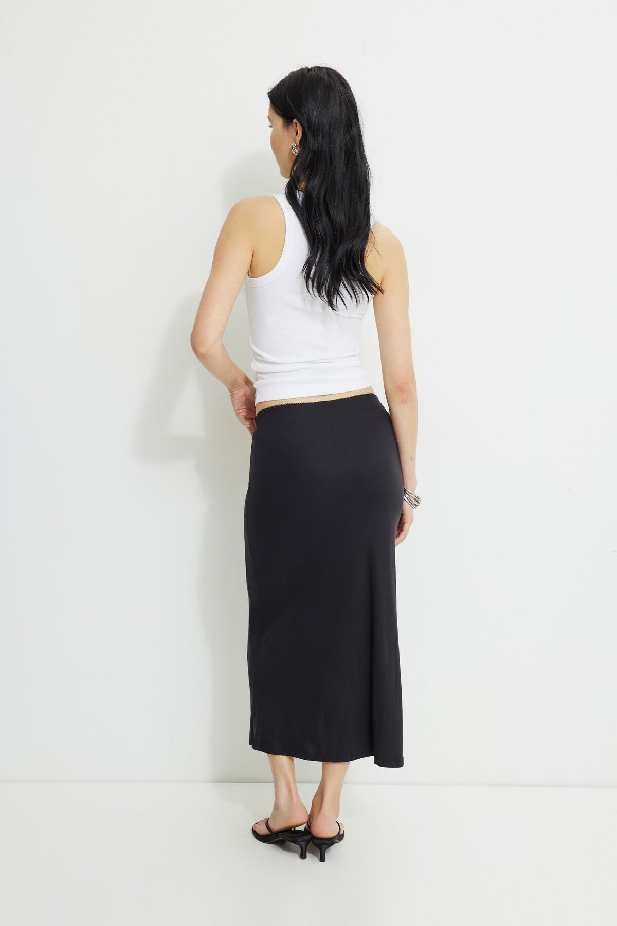 Picot Jersey Midi Slip Skirt