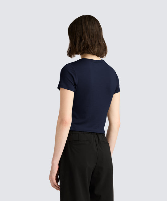 T-shirt col V en laine mérinos pour femme