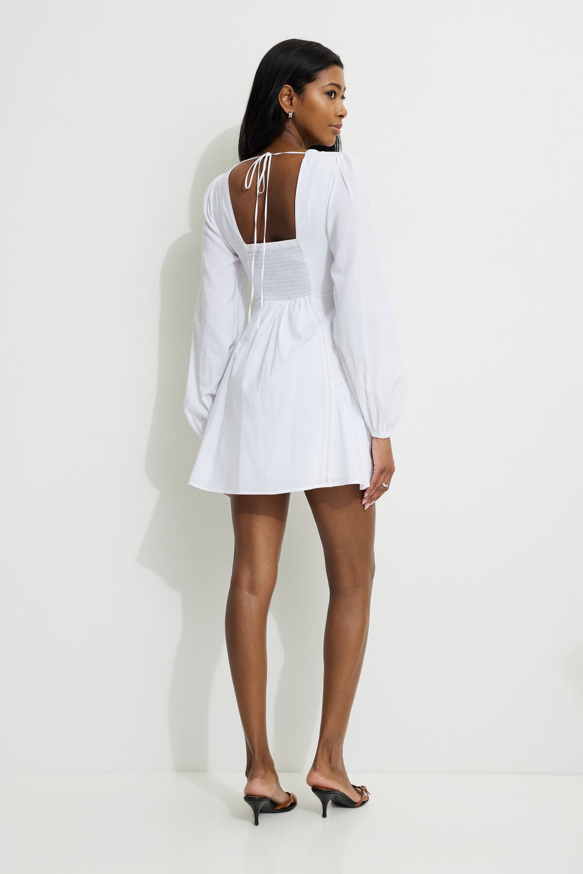 Flared Lace Trim Mini Dress