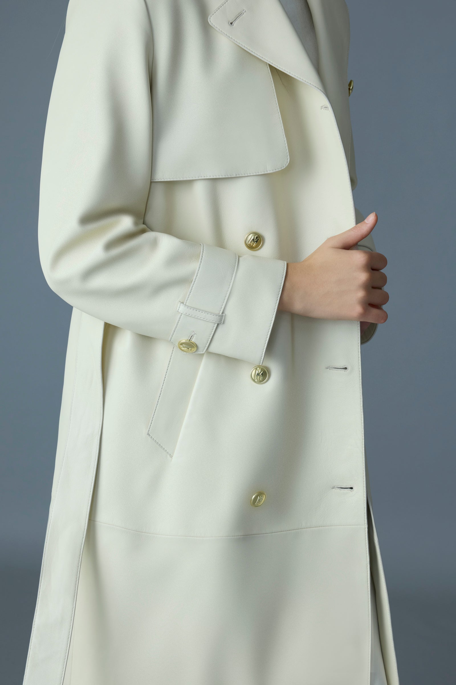Trench-coat en cuir maxi GAEL-V