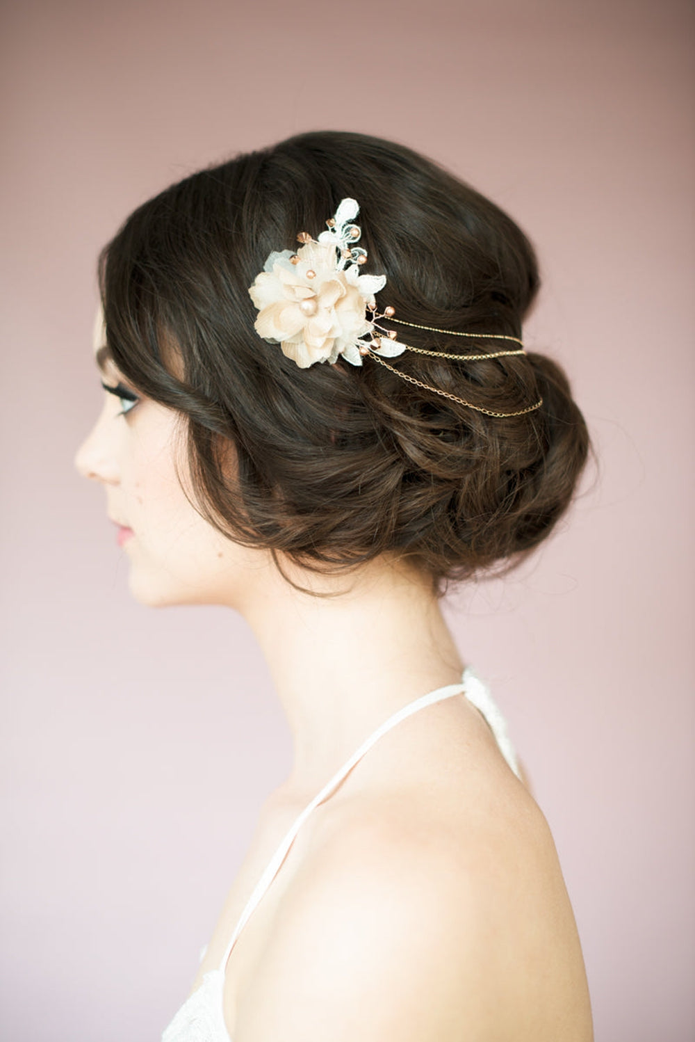 TAYLOR Silk Flower Bridal Hair Chain