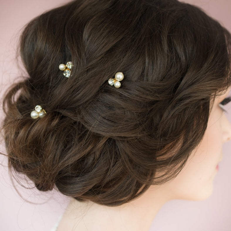 DAYNA Pearl & Crystal Wedding Hair Pins
