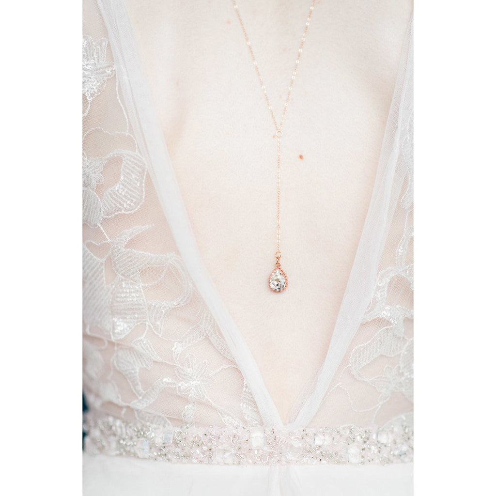 ADDISON Crystal Teardrop Pendant Back Necklace