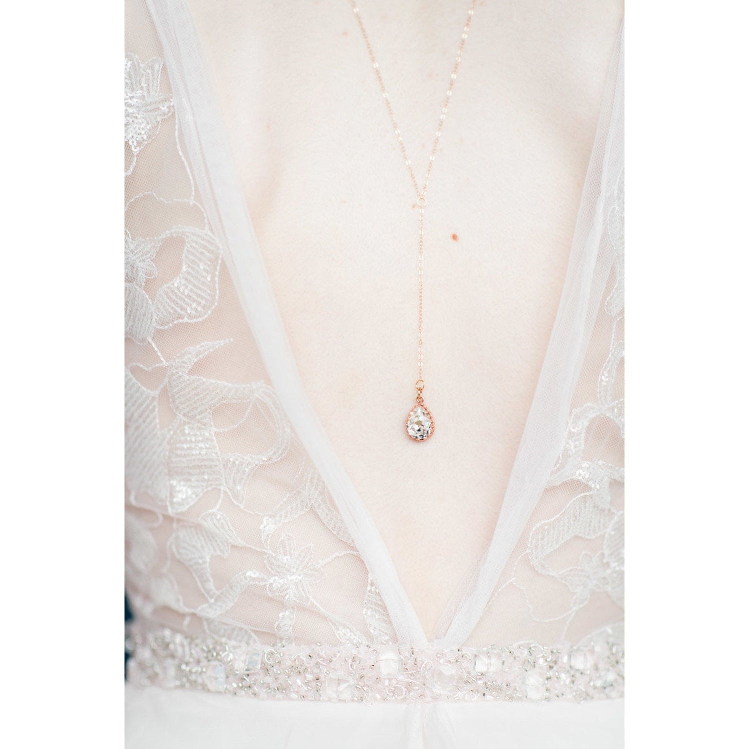 ADDISON Crystal Teardrop Pendant Back Necklace