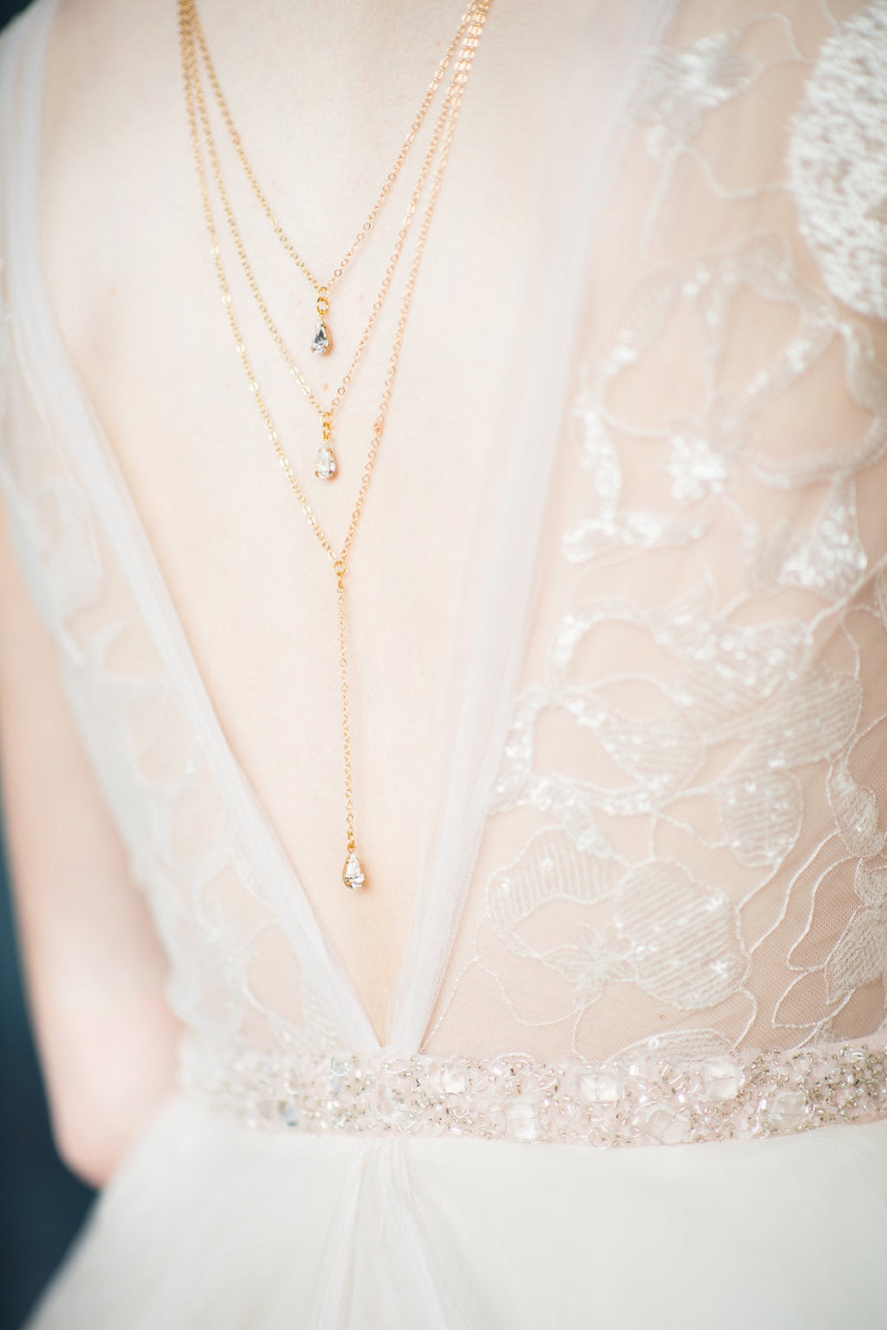 JULIA Crystal Bridal Back Drop Necklace