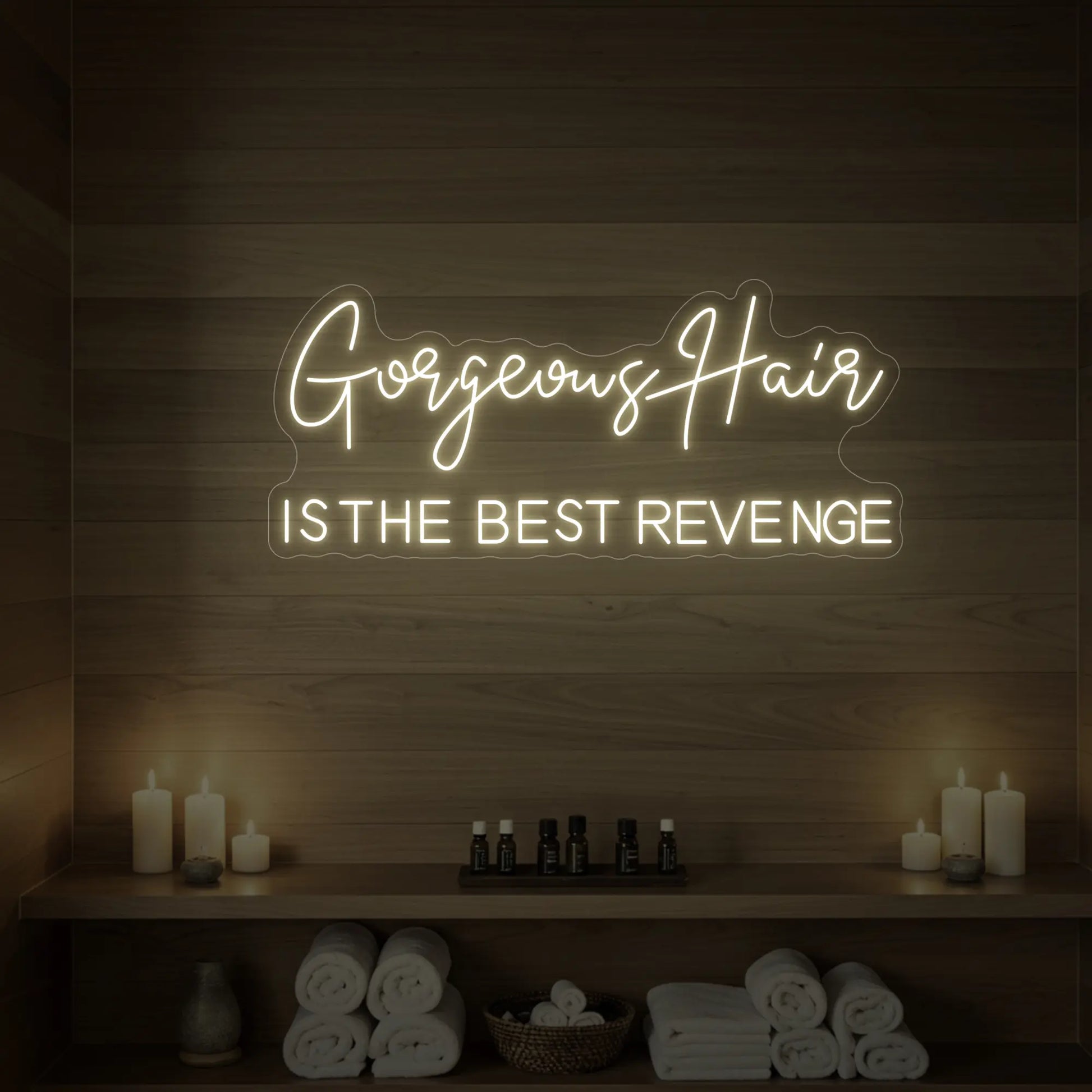 Des cheveux magnifiques, la meilleure vengeance (enseigne lumineuse)