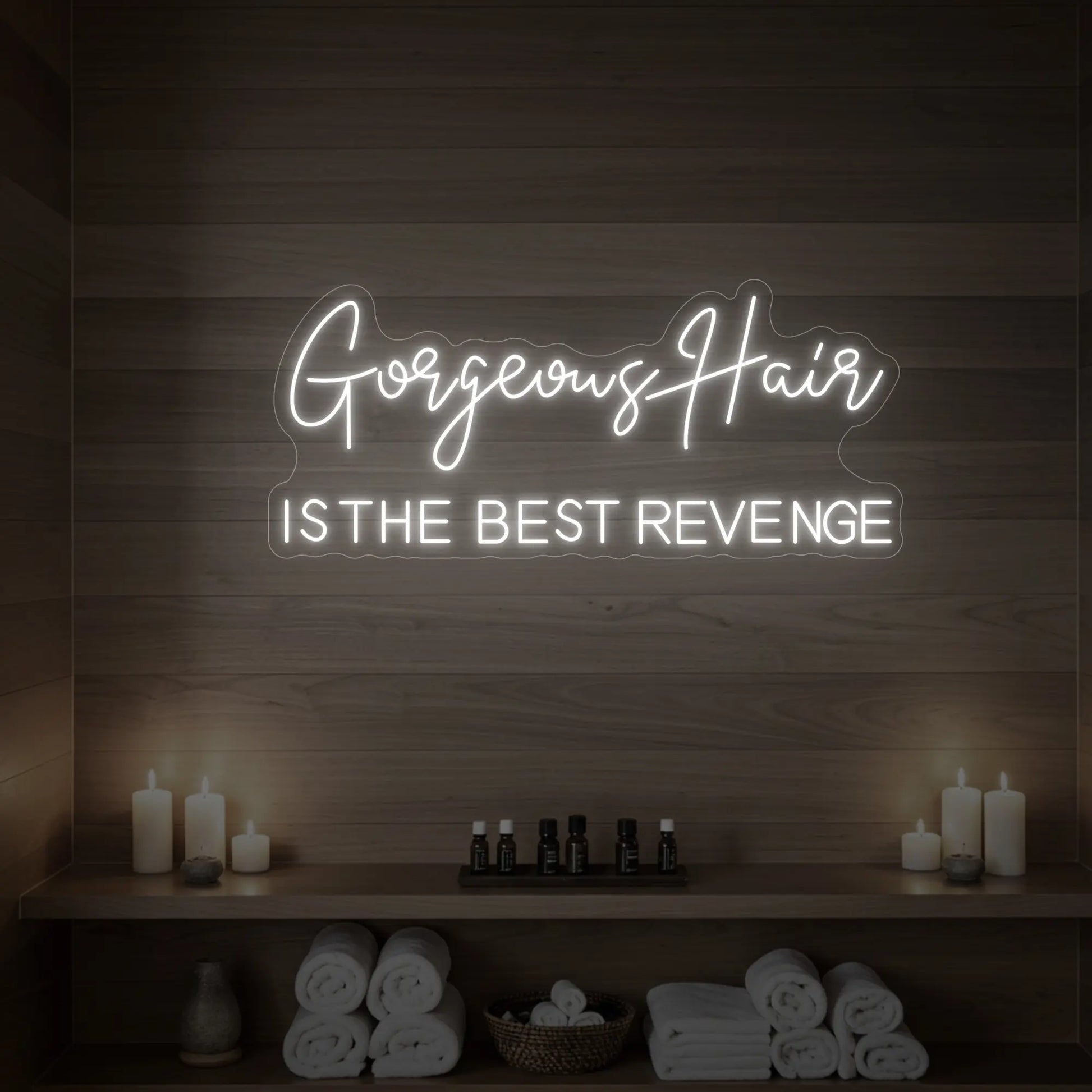Des cheveux magnifiques, la meilleure vengeance (enseigne lumineuse)