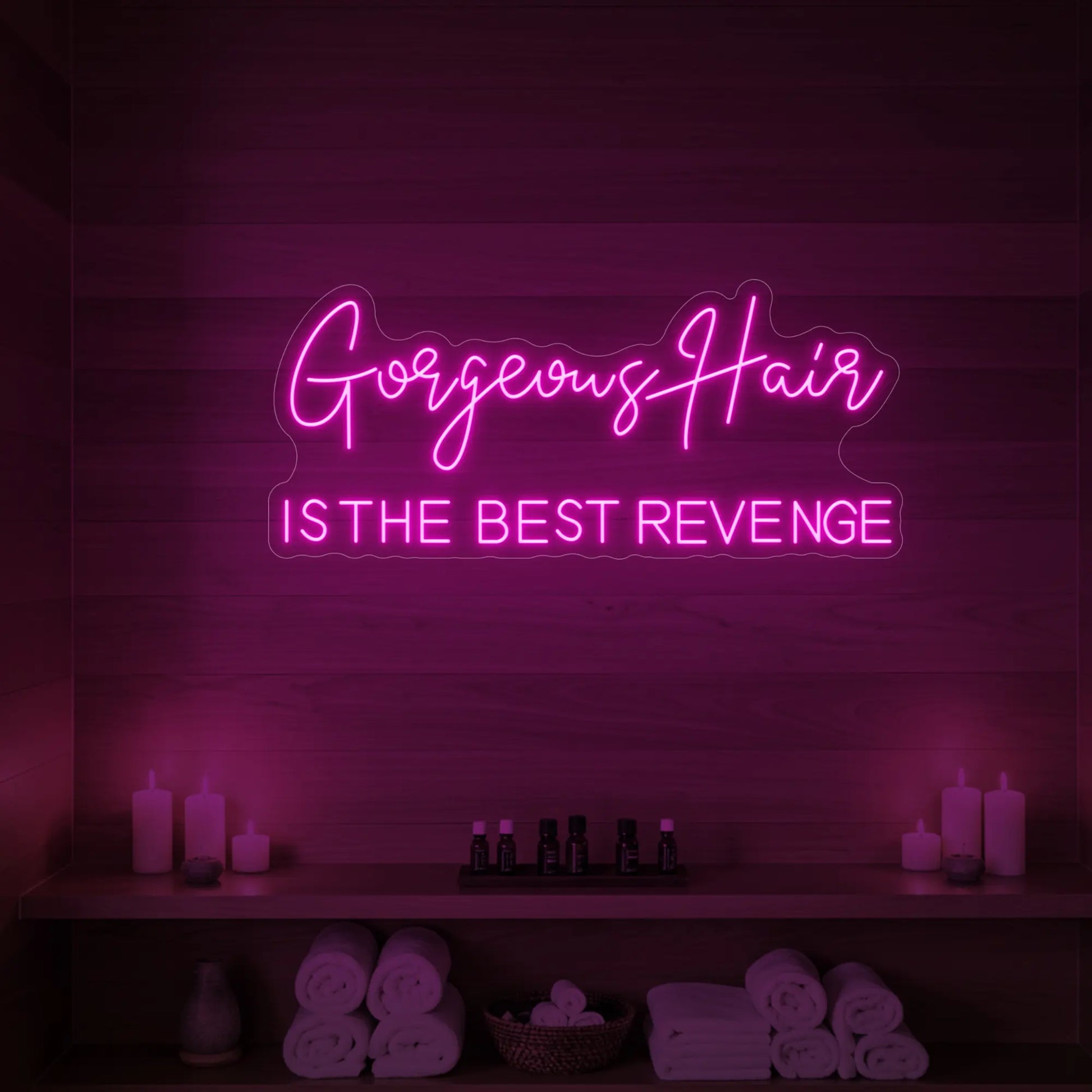 Des cheveux magnifiques, la meilleure vengeance (enseigne lumineuse)