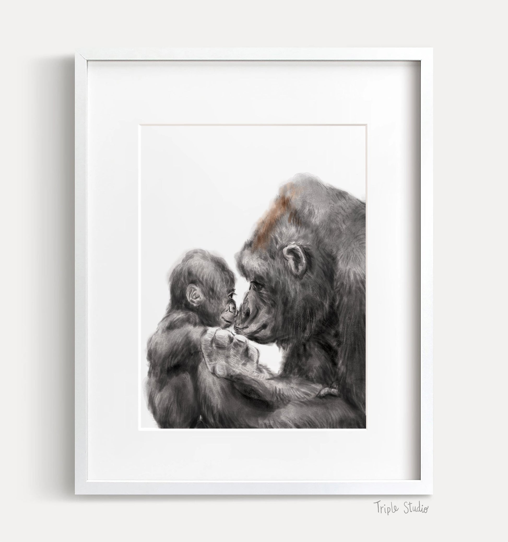 Illustration d'un bébé gorille et de sa maman