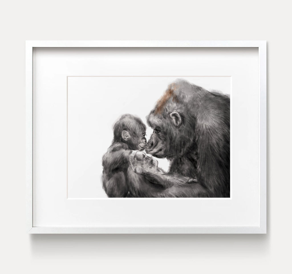 Illustration d'un bébé gorille et de sa maman