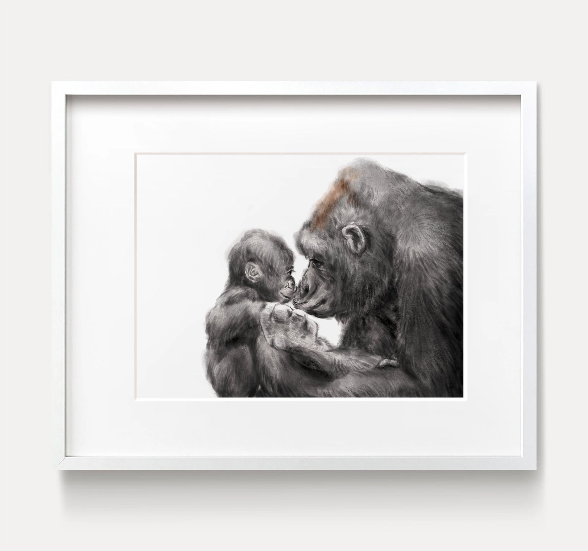 Illustration d'un bébé gorille et de sa maman