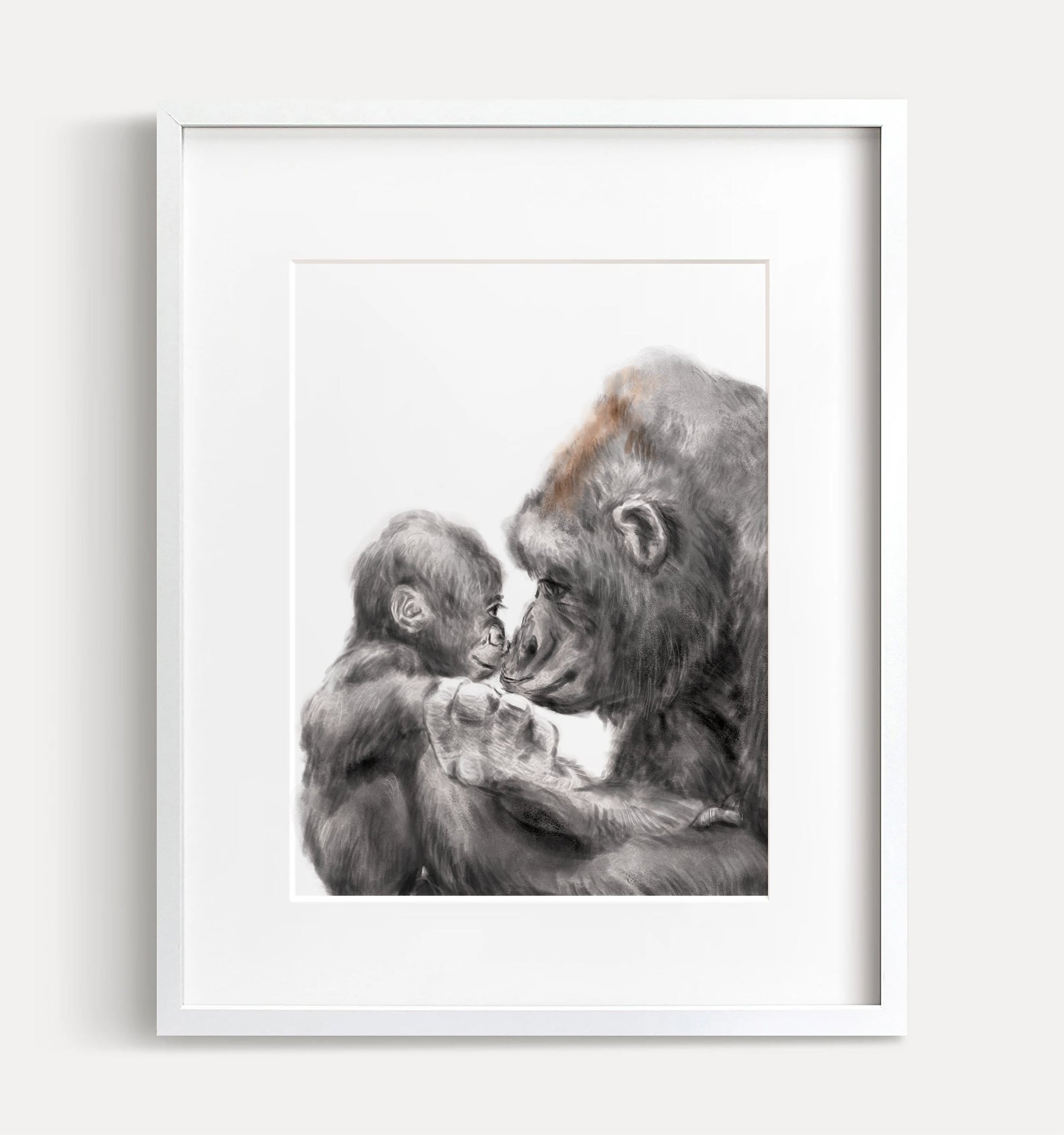 Illustration d'un bébé gorille et de sa maman