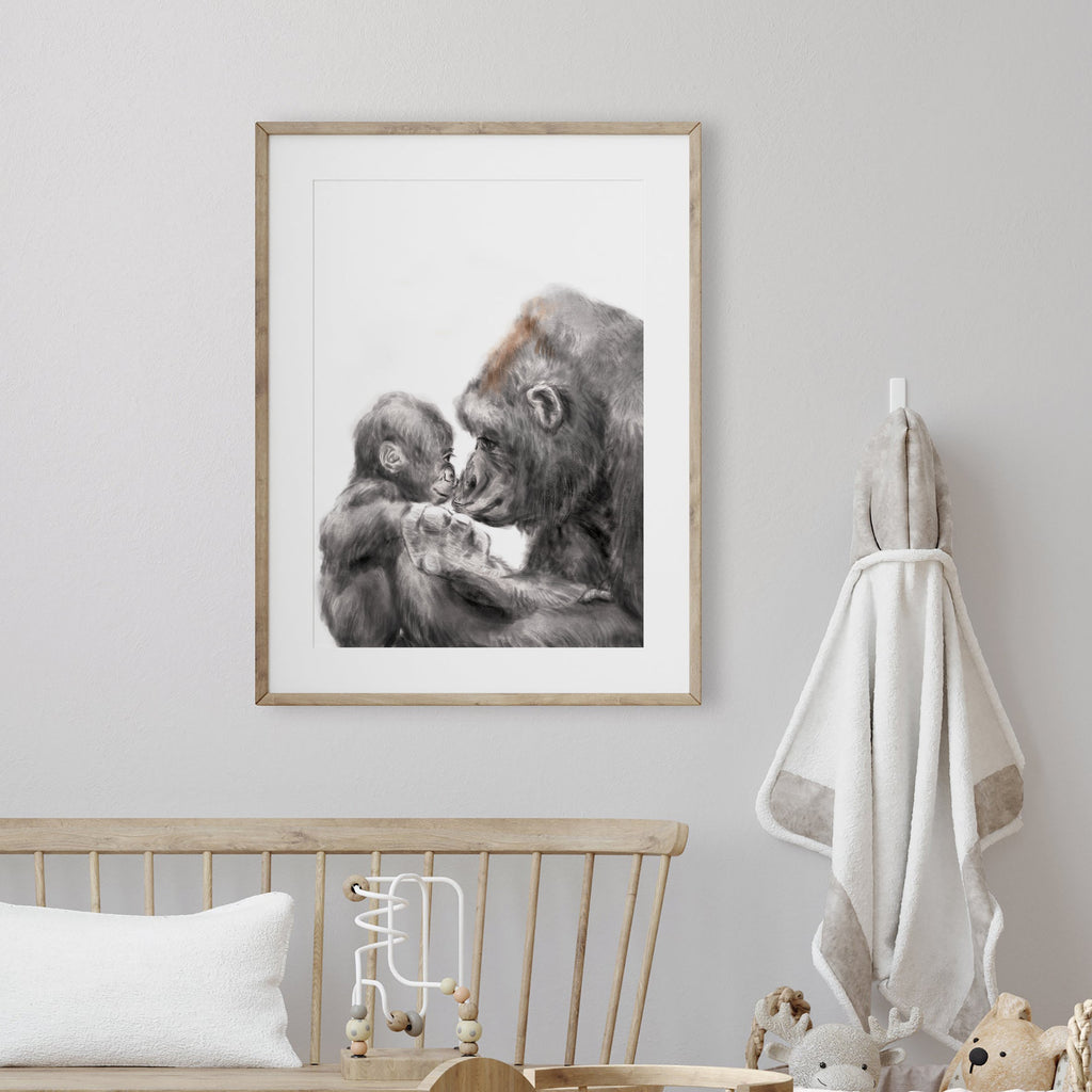 Illustration d'un bébé gorille et de sa maman