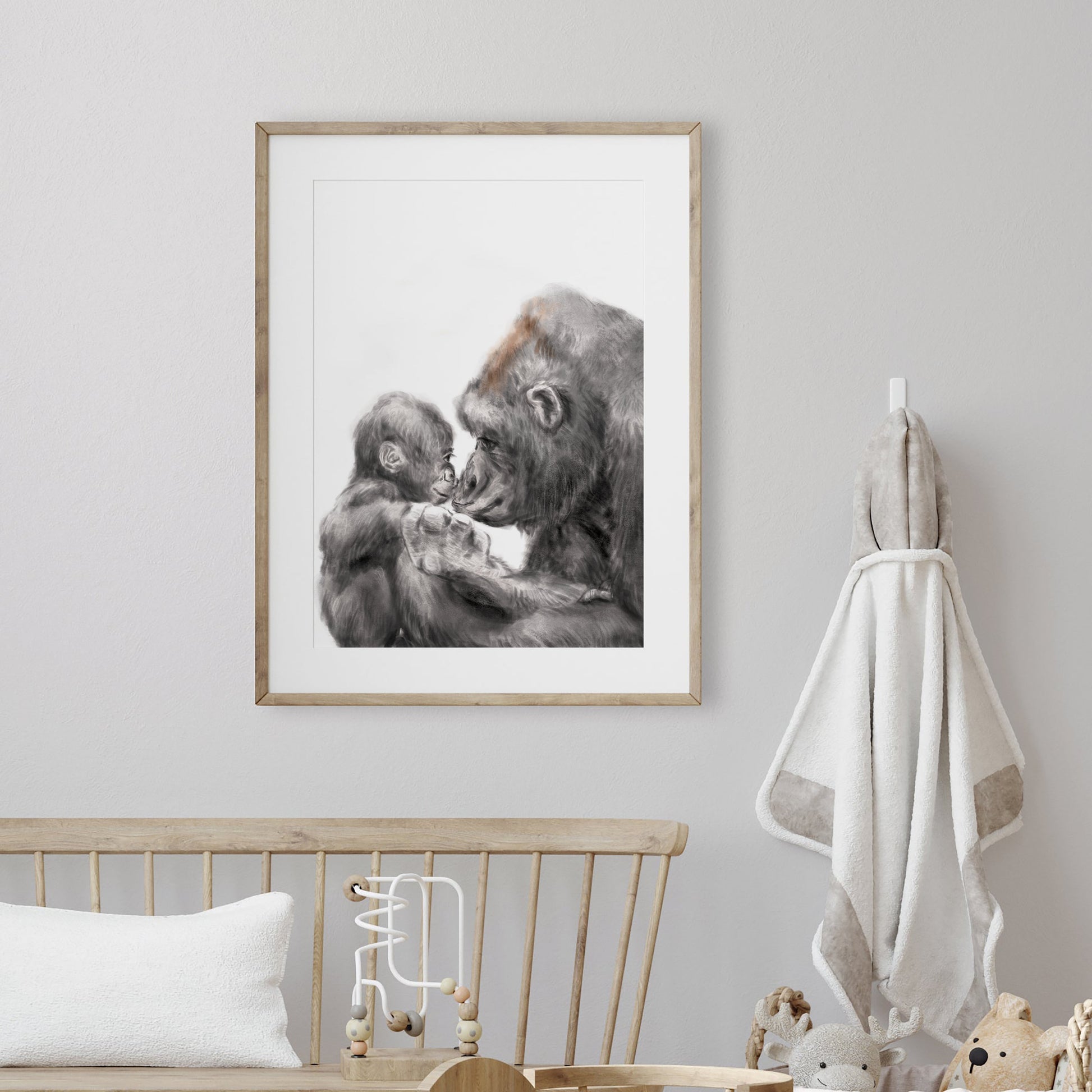 Illustration d'un bébé gorille et de sa maman