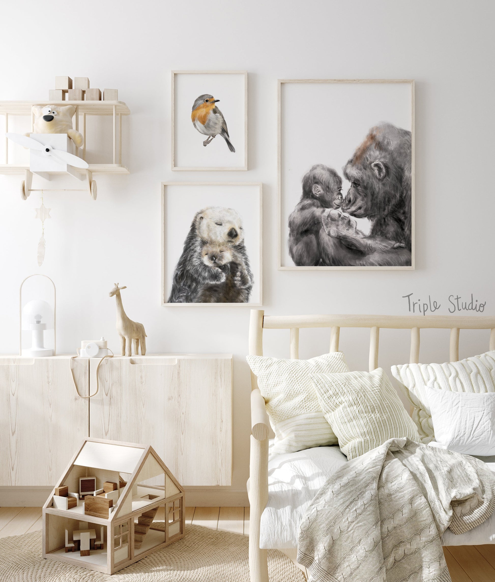 Illustration d'un bébé gorille et de sa maman