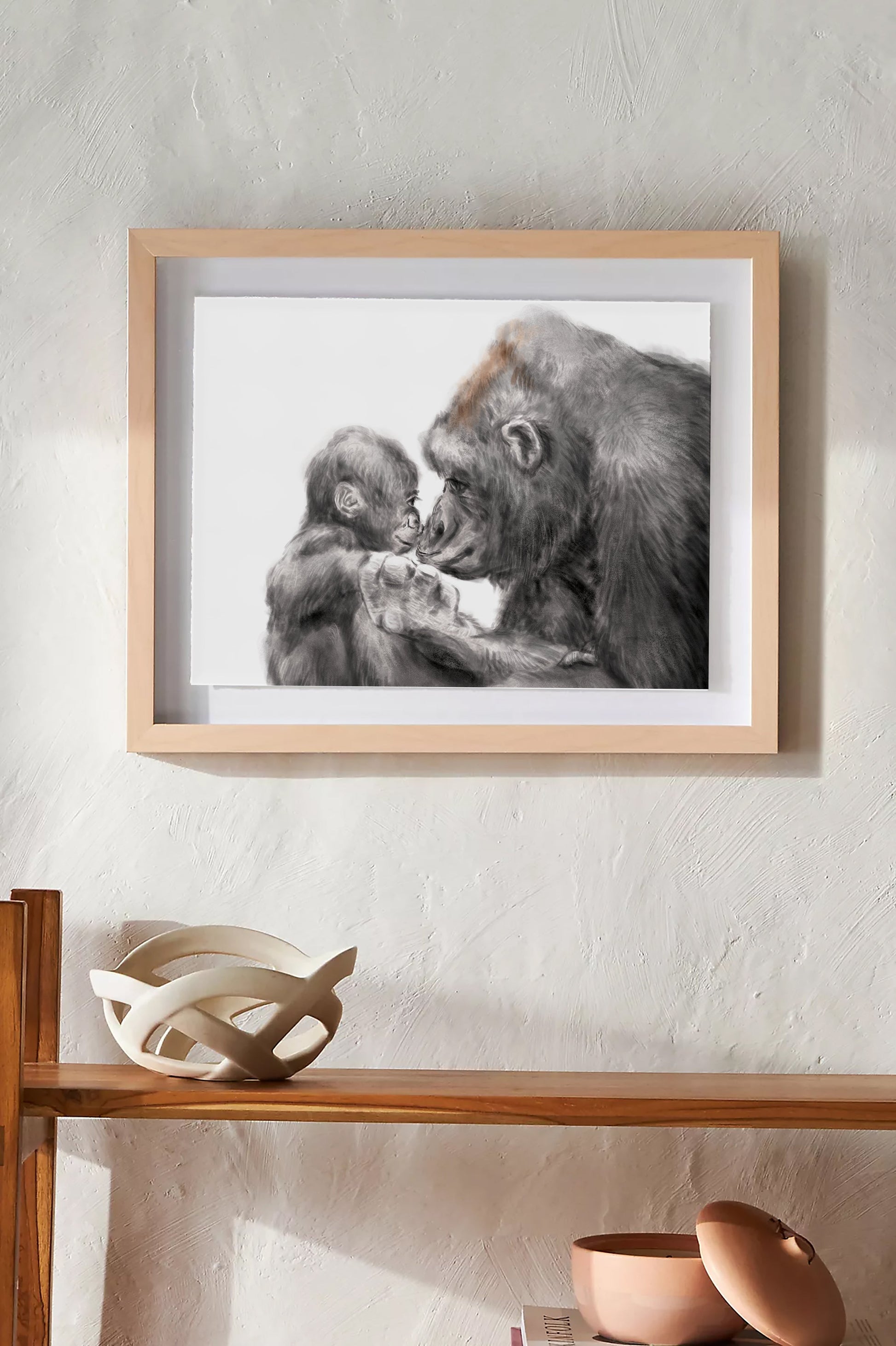 Illustration d'un bébé gorille et de sa maman