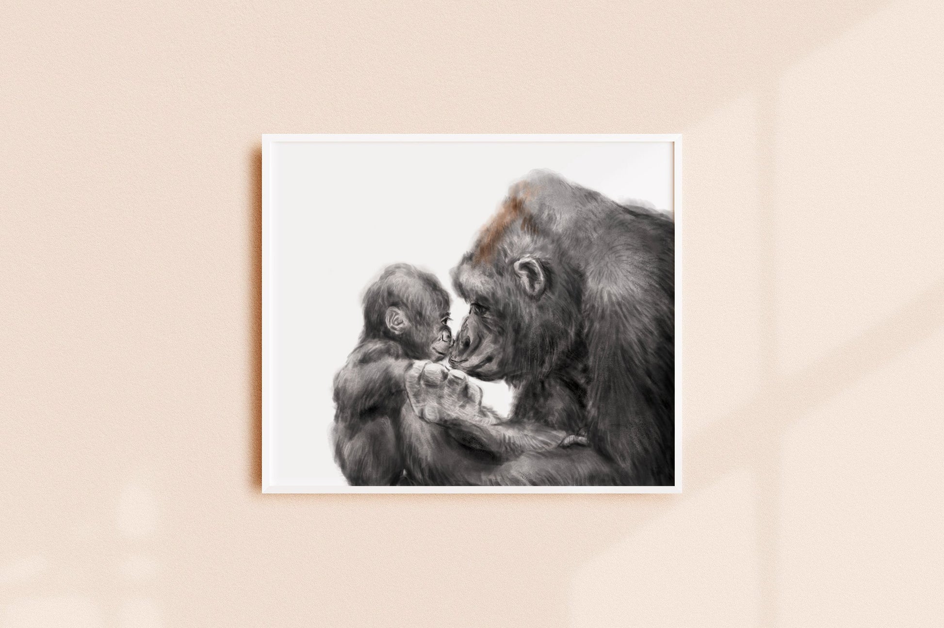 Illustration d'un bébé gorille et de sa maman